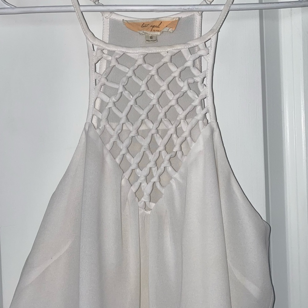 Last April Naked Zebra white tank top size s